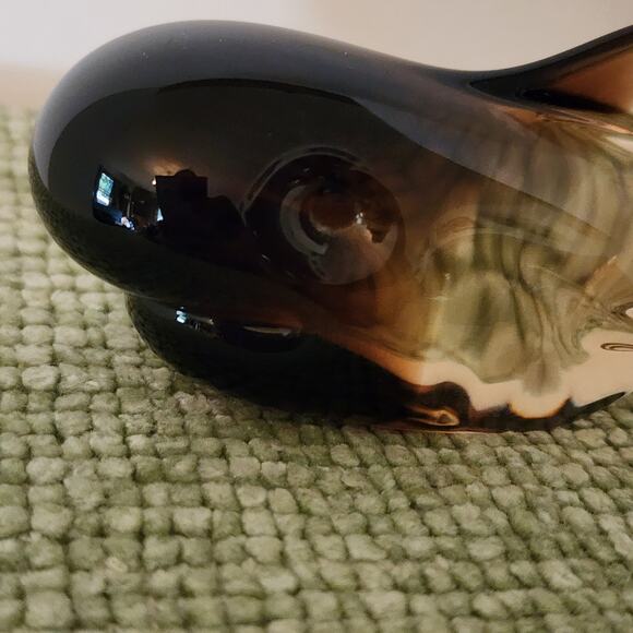 Vintage Murano Style Art Glass Whale Figurine Smoky Amber Clear 6" MCM Decor - Picture 2 of 8